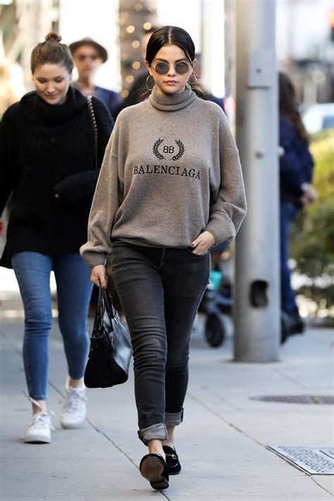 Selena Gomez And Hailey Baldwin Both Wore Grey Balenciaga Sweaters In Beverly Hills Ph