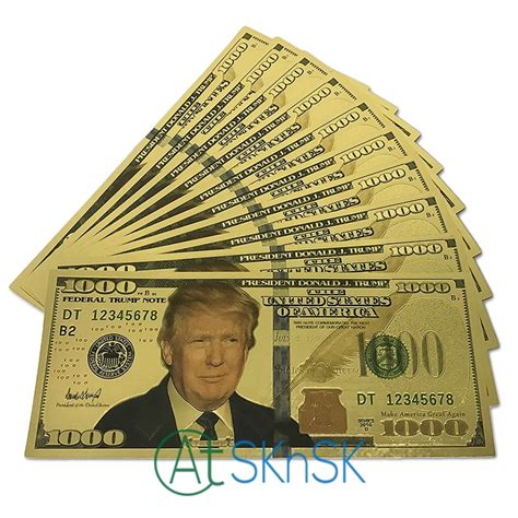 10pcs Lot Donald Trump Us Dollar Gold Banknote Set 24k Gold Plated 1000 Usd Ebay