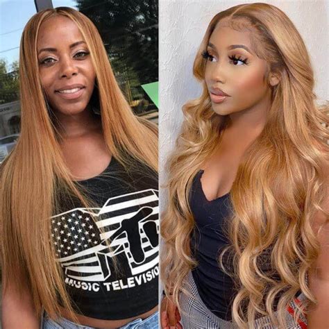 T Part Lace Part Wigs Honey Blonde Straight Body Wave Hair West Kiss Hair