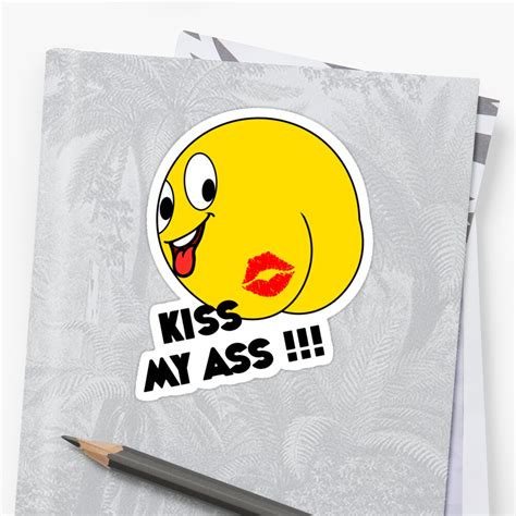Emoji Kiss My Ass Sticker By Catbydesign Redbubble