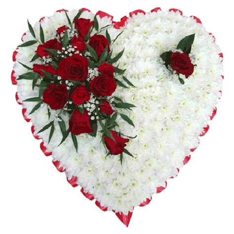 Red flowers represent beauty and strength. Funeral Heart Tributes|Wreaths|Flowers