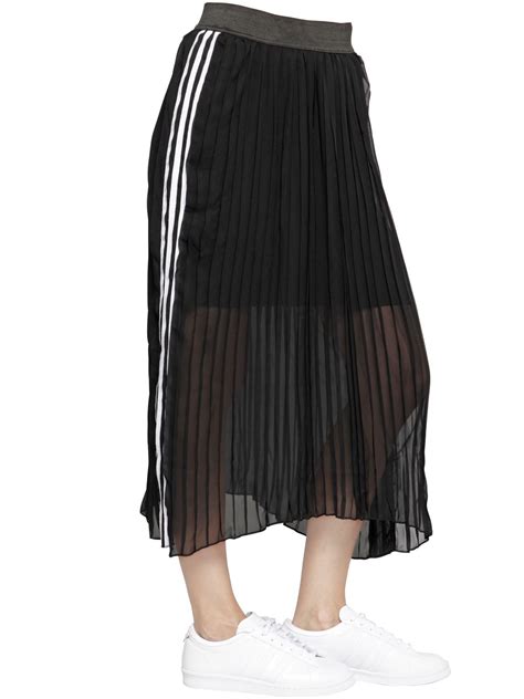 Lyst Adidas Originals Tennis Plisse Techno Chiffon Skirt In Black