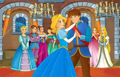 Prince And Princess In The Castle Chamber Talking Or Dancing — Stock