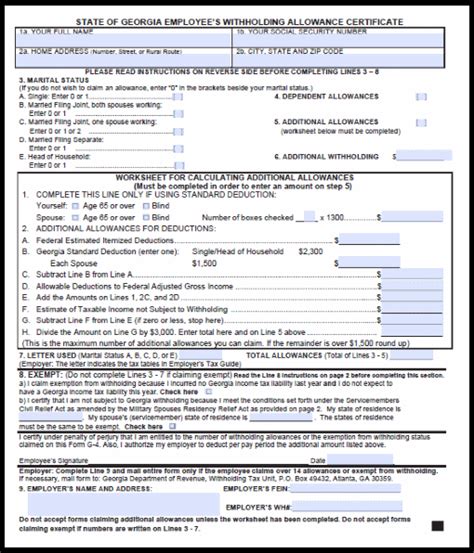 Employee Withholding Form Ga Demploya