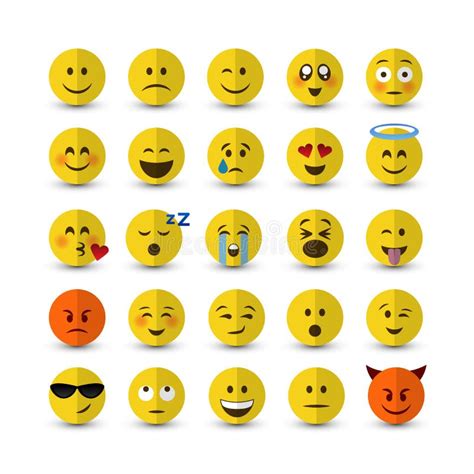 Sistema Plano Del Icono Del Emoticon Del Emoji Del Estilo Ilustración