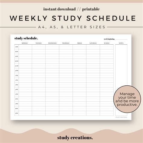 Weekly Study Planner Template