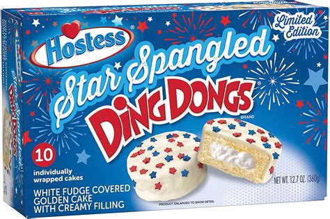 Hostess Star Spangled White Fudge Ding Dongs 10pk 360g