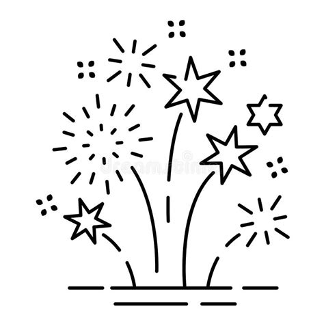 Fireworks Line Icon Outline Vector Sign Linear Pictogram Isolated On
