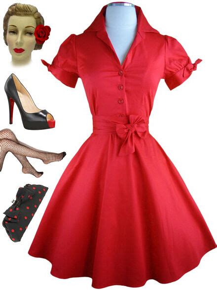 50s Style Red Tie Sleeve Full Skirt Rockabilly Plus Size