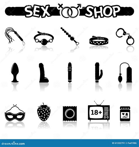 Sex Shop Icons With Reflection Stock Vector Illustration Of Icon