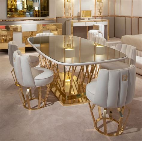 Casa Padrino Luxury Designer Dining Room Set Ivory Gold 1 Dining