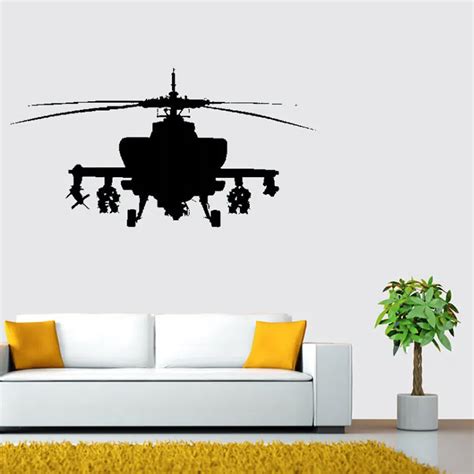 Detachable Army Helicopter Wall Sticker Home Decoration Decal Vinyl