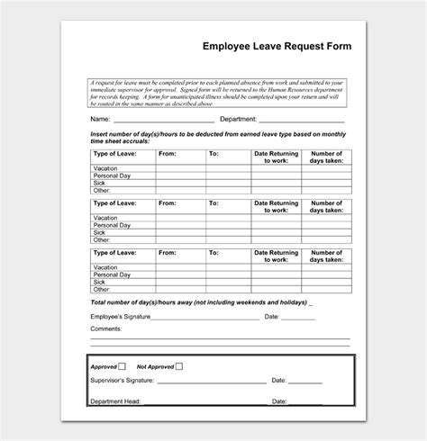 Leave Application Form For Employee Templates Fillable Printable