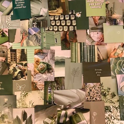 50pc Sage Green Aesthetic Glossy Photos Wall Collage Kit Etsy Photo