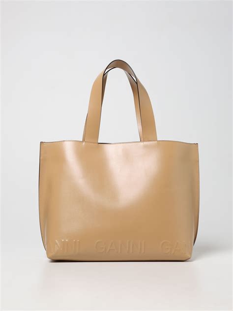 Ganni Tote Bag In Recycled Leather Dove Grey Ganni Tote Bags A