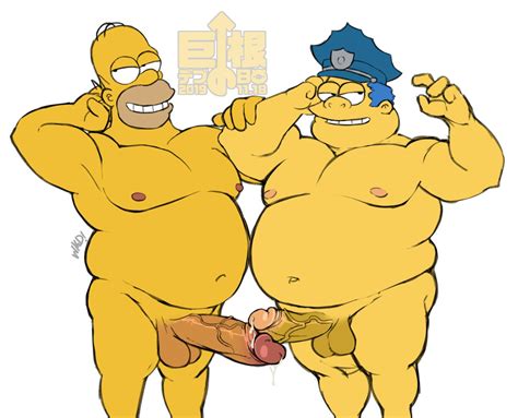 Rule 34 Belly Chief Wiggum Clancy Wiggum Duo Fat Gay Homer Simpson