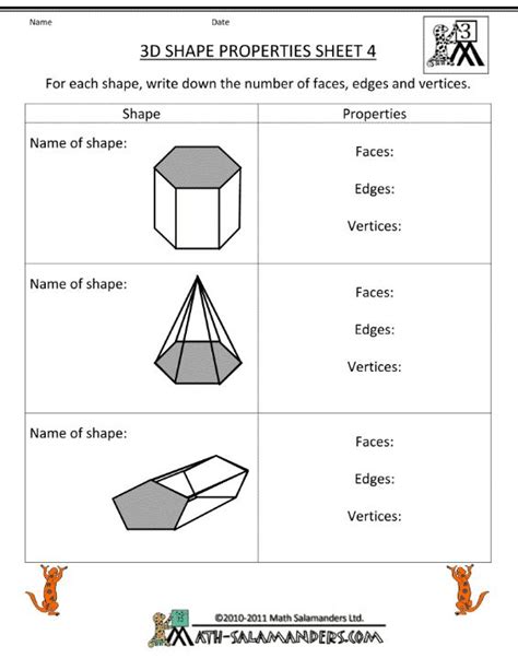 Mr Howards Esol Math 322 7th Edges Faces And Vertices Of 3d Shapes