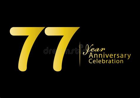 77 Years Anniversary Celebration Logotype Gold Color Vector 77th