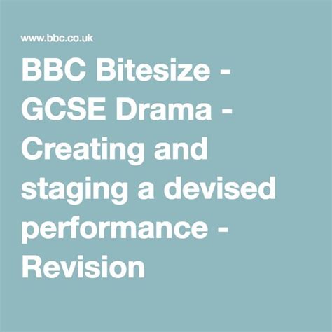 Gcse Drama Creating And Staging A Devised Performance Revision 1