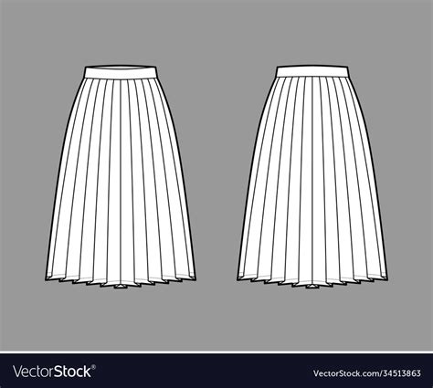 Skirt Side Knife Pleat Technical Fashion Vector Image