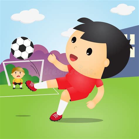 Boys Playing Soccer On Fieldsoccer Playervector Illustration Stock