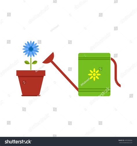 Watering Can Plant Pot Vector Illustration Stock Vector Royalty Free