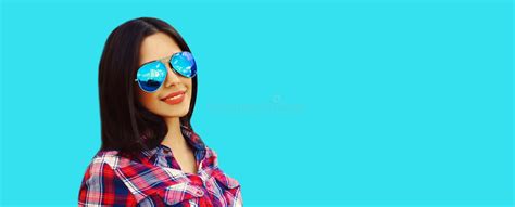 Portrait Of Beautiful Happy Smiling Young Brunette Woman In Sunglasses