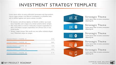 An Investment Strategy Template For Powerpoint Is Shown In Blue And