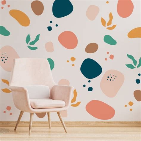 Shapes Wall Sticker Pastel Shapes Wall Decal Abstract Shapes Etsy