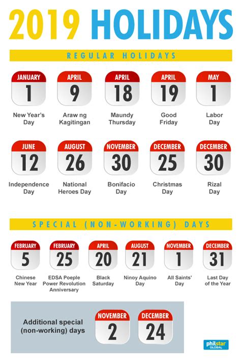Infographic Philippine Holidays For 2019