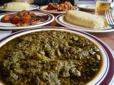 Traditional Congolese Meal Fufu Cassava Leaf Stew