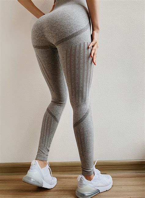 High Waisted Grey Energy Women Scrunch Butt Workout Tights Yoga Pants Gym Leggings Sport