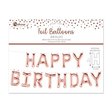 Foil Rose Gold Happy Birthday Letter Balloon Banner Kit Greetings Of