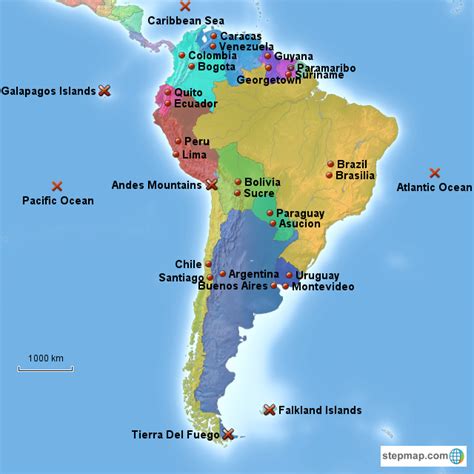 Stepmap South America Map Landkarte Für South America