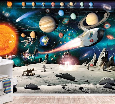Solar System Mural Space Wallpaper Wall Décor Nursery And