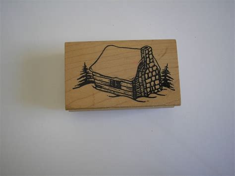 Log Cabin Rubber Stamp