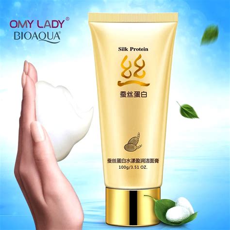 Bioaqua Brand Silk Protein Deep Pore Cleansing Cream Milk Facial Face Cleaner Acne Remover Hydra
