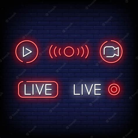 Premium Vector Live Symbol Neon Signs Style