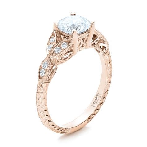 14k Rose Gold Tri Leaf Diamond Engagement Ring Ubicaciondepersonas