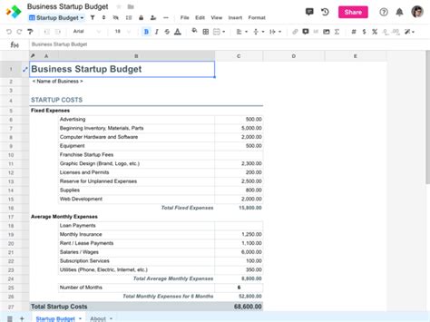 Free Startup Budget Templates Spreadsheet Com Templates