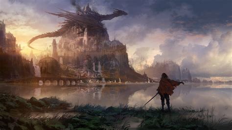 Fantasy Dragon Anime Fantasy Knight Wallpaper Fantasy Landscape Sci