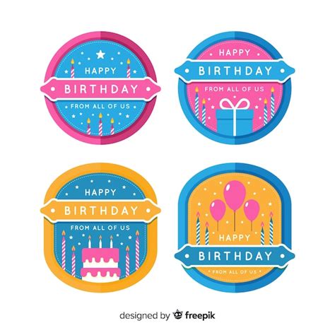 Birthday Badge Collection Free Vector