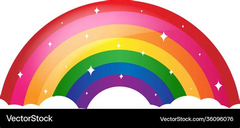 Cartoon Rainbow With Stars And White Background Vector Image