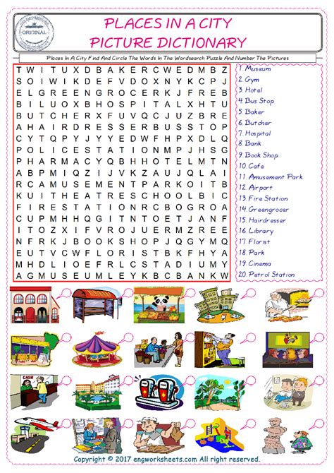 Places In A City English Esl Vocabulary Worksheets Engworksheets
