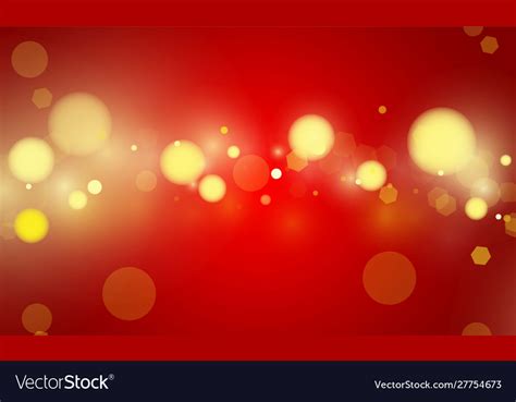 Abstract Bokeh Light Gold Color With Red Vector Image