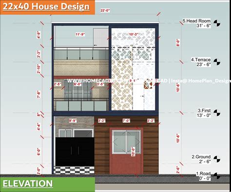 22x40 House Design With Floor Plan Elevation And Interior Design