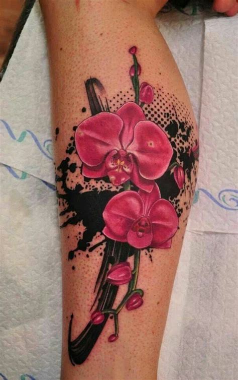 Orchideen Tattoo Arm Farbig Tattoo Bunt Tattoo Henna Arm Tattoo