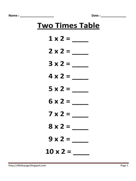 2x Table Worksheet Printable Peggy Worksheets