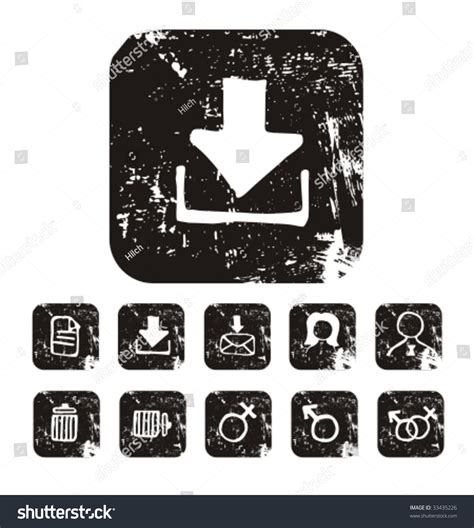 Grunge Icon On Black Set 5 Stock Vector 33435226 Shutterstock