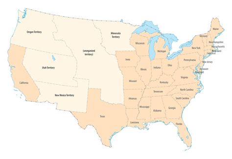 Map Of The United States 1850 Map Of The United States